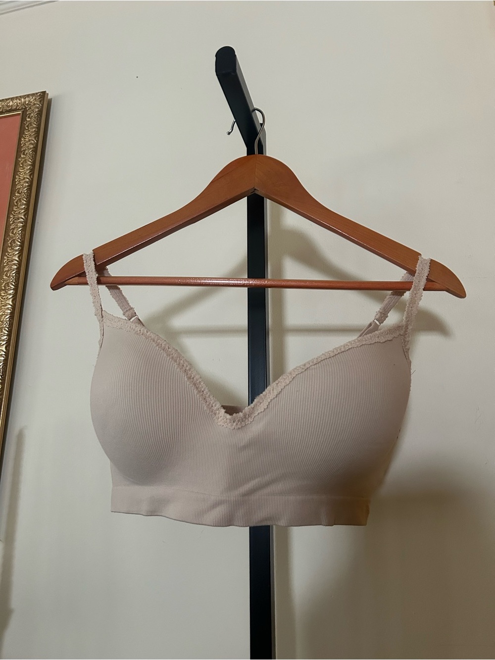 Victoria’s Secret PINK Seamless Push Up Bra Wireless Ribbed Nude Tan Beige XL